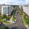 arial view of buildings along a street